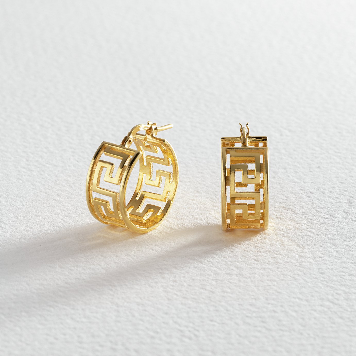 Revere Gold Plated Sterling Silver Labyrinth Hoop Earrings