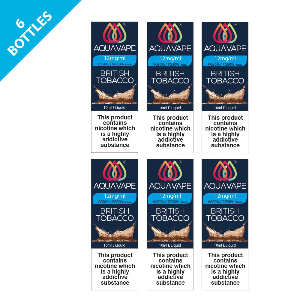 Aqua Vape British Tobacco 12mg 6 Pack