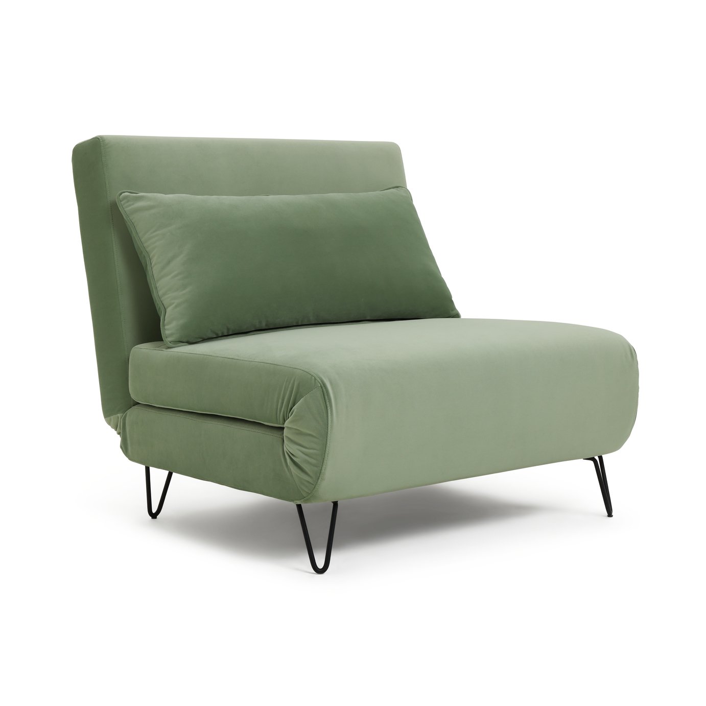 Habitat Roni Single Velvet Chairbed - Laurel Green 