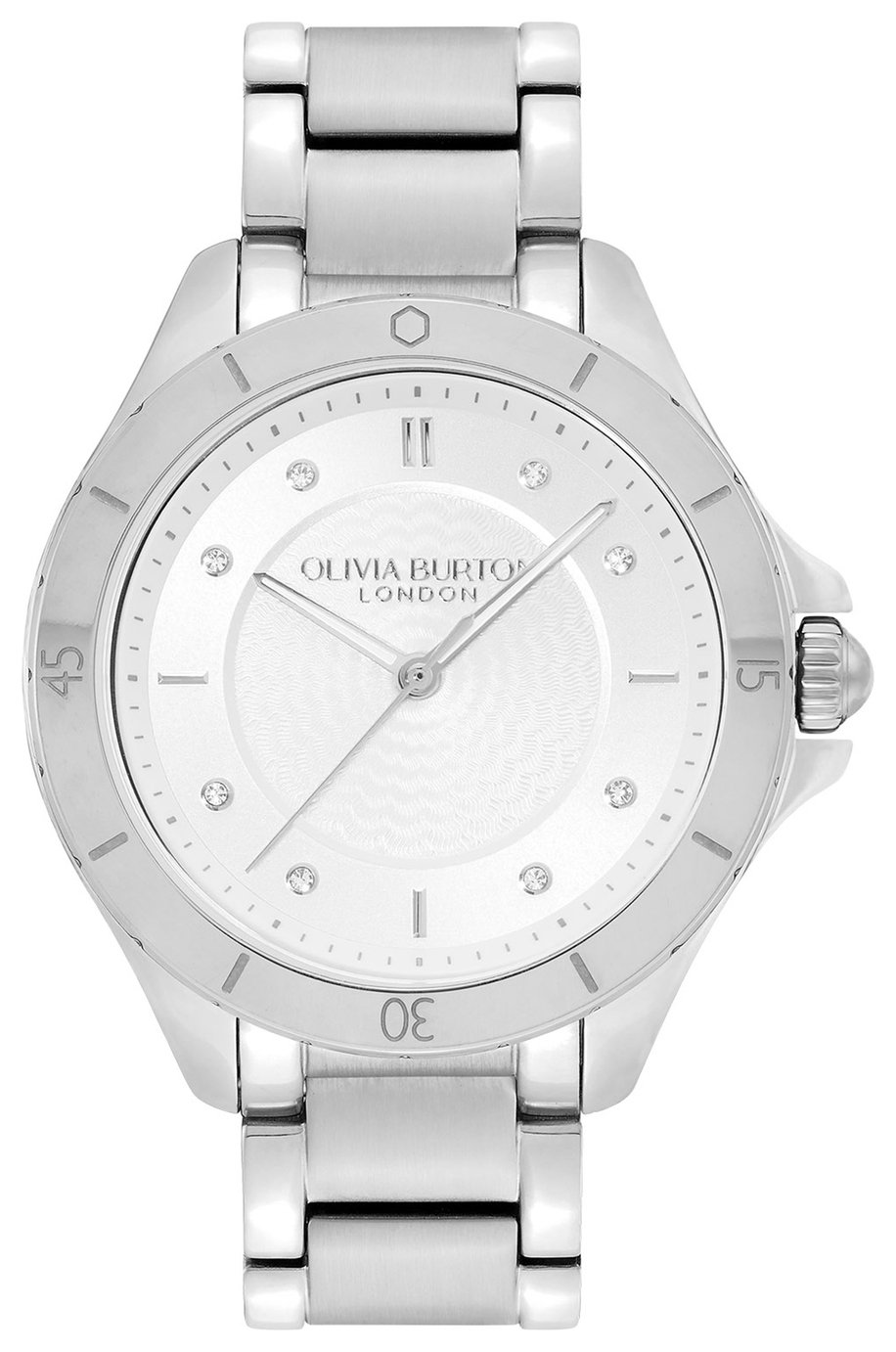 Olivia Burton Guilloche Stainless Steel Bracelet Watch