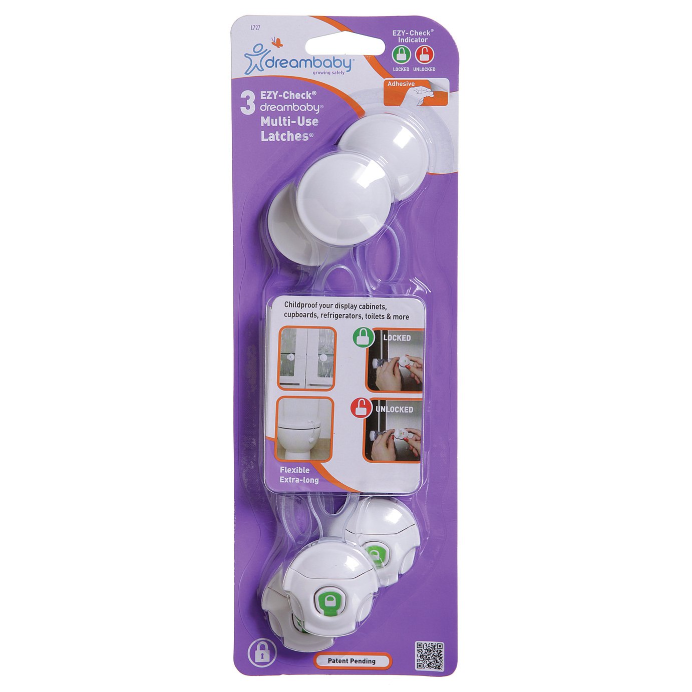 Dreambaby Ezy-Check - Multi-Use/Multi Purpose Latches 3Pk