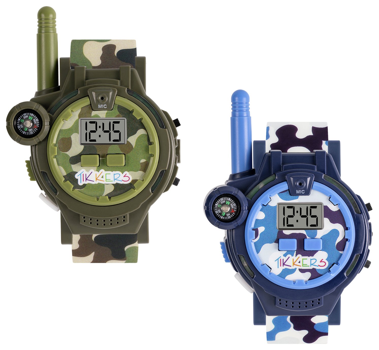 Tikkers Kids Blue and Green Camo Walkie Talkie Watch Set review