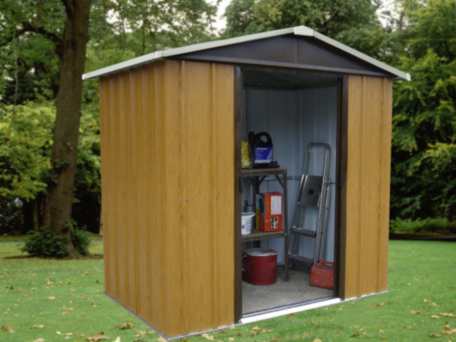 Yardmaster Woodgrain Tall Metal Shed - 6 x 4ft