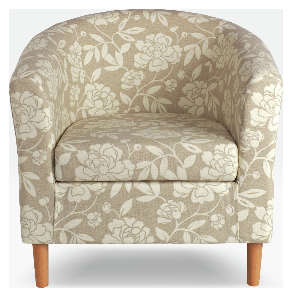 Argos Home Floral Fabric Tub Chair - Natural
