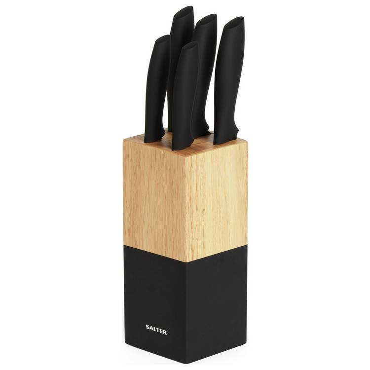 Salter 5 piece Knife Block Set - Black 0