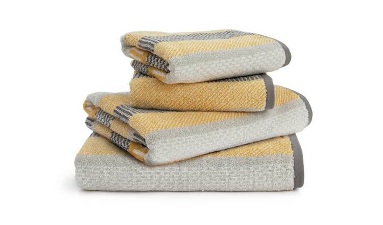 Mustard and on sale grey towels