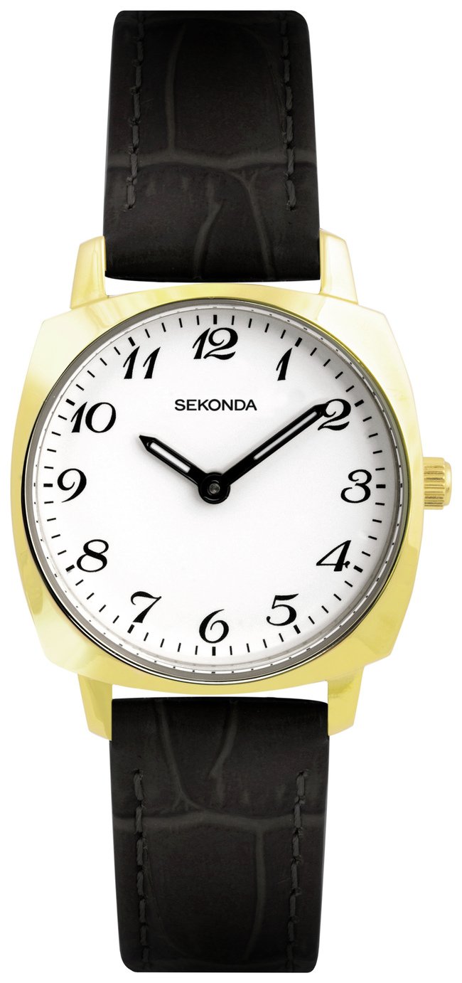 Sekonda Ladies Vintage Black Leather Strap Watch