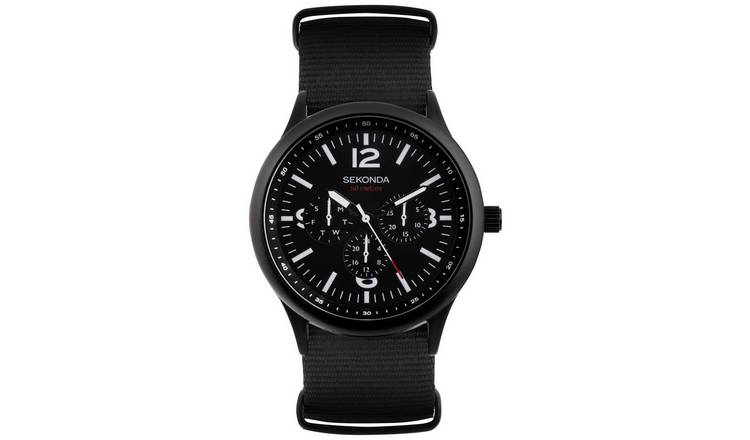 Sekonda Men's Multifunction Black Canvas Strap Watch