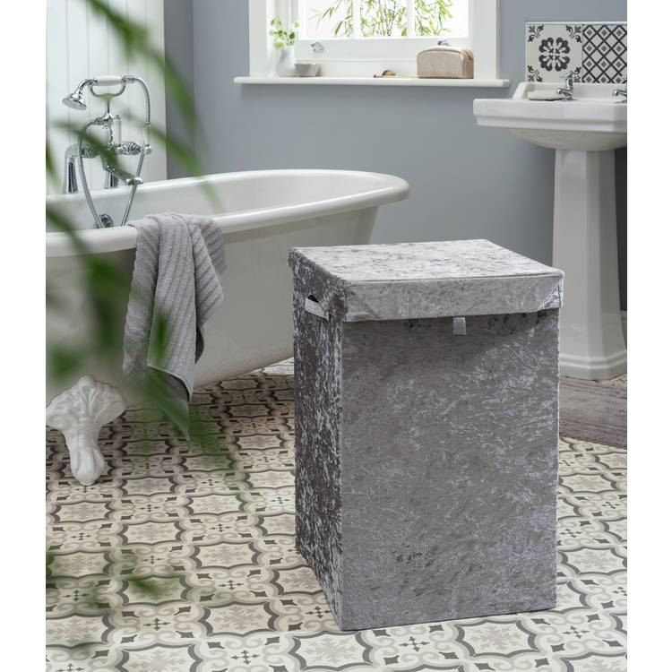 Argos Home Velour 90 Litre Laundry Container - Grey 0