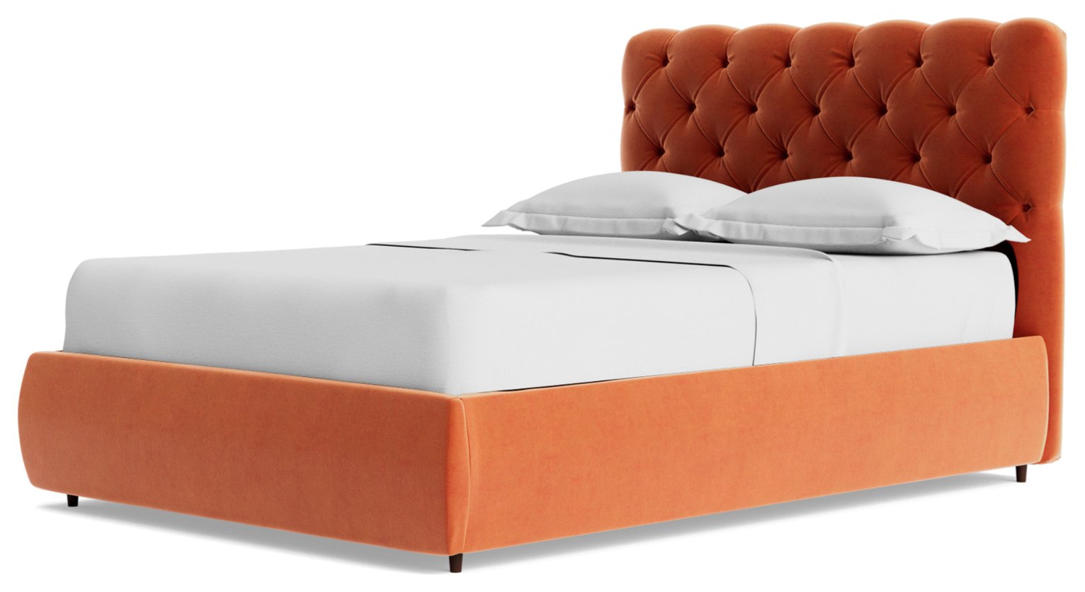 Swoon Burbage Velvet Kingsize Ottoman Bedframe- Burnt Orange