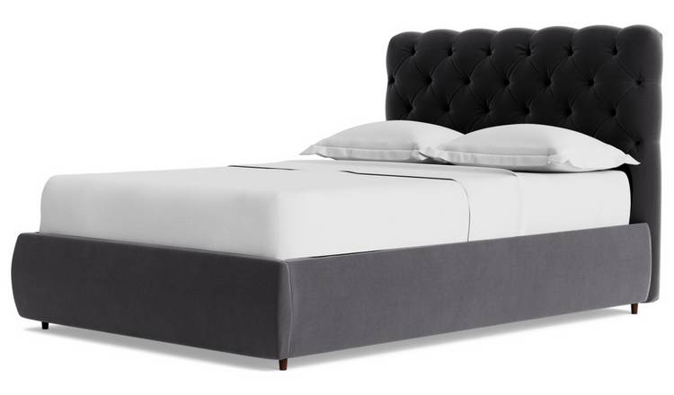 Swoon Burbage Velvet Kingsize Ottoman Bedframe- Granite Grey