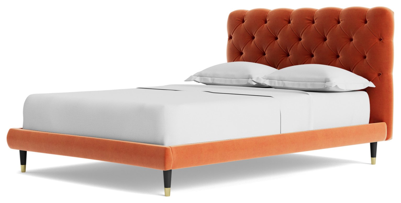 Swoon Burbage Double Velvet Bed Frame - Burnt Orange
