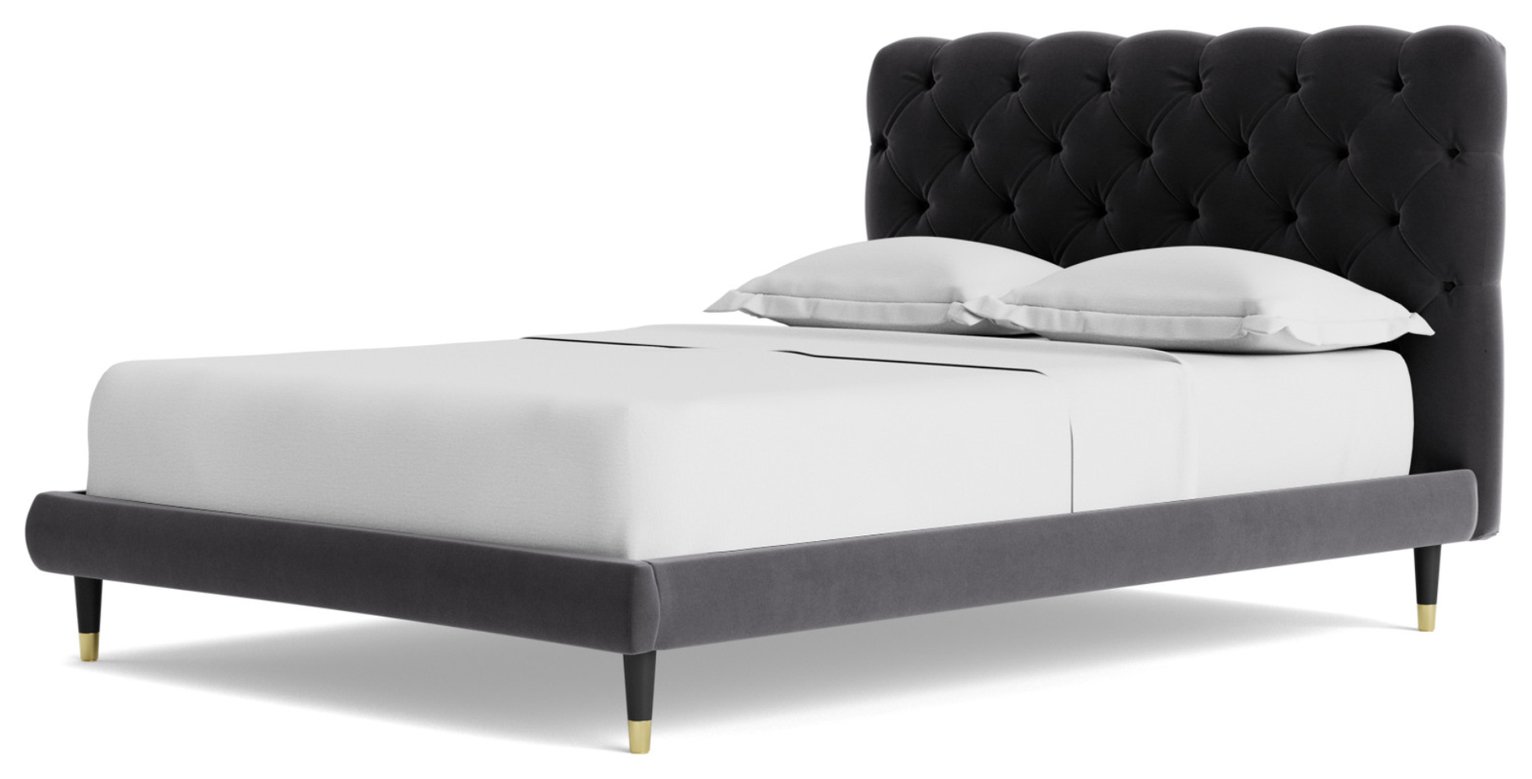 Swoon Burbage Double Velvet Bed Frame - Granite Grey