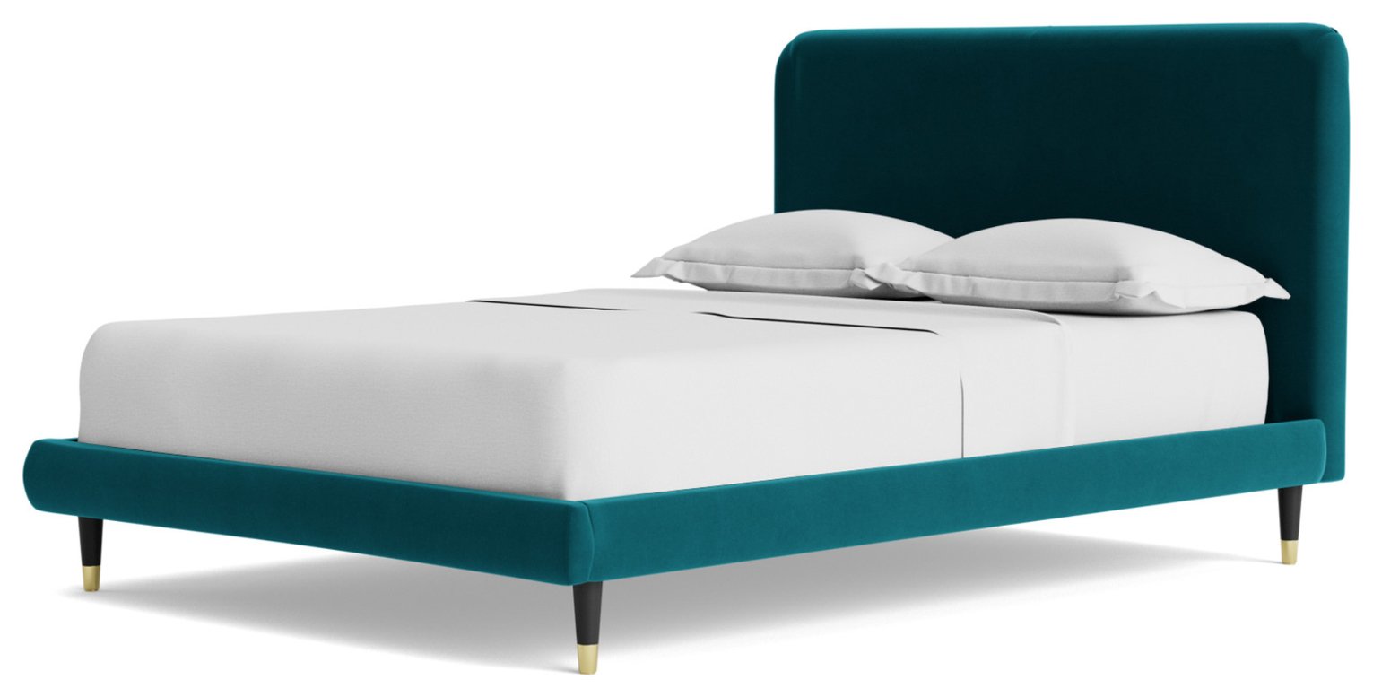 Swoon Brockham Double Velvet Bed Frame - Kingfisher Blue