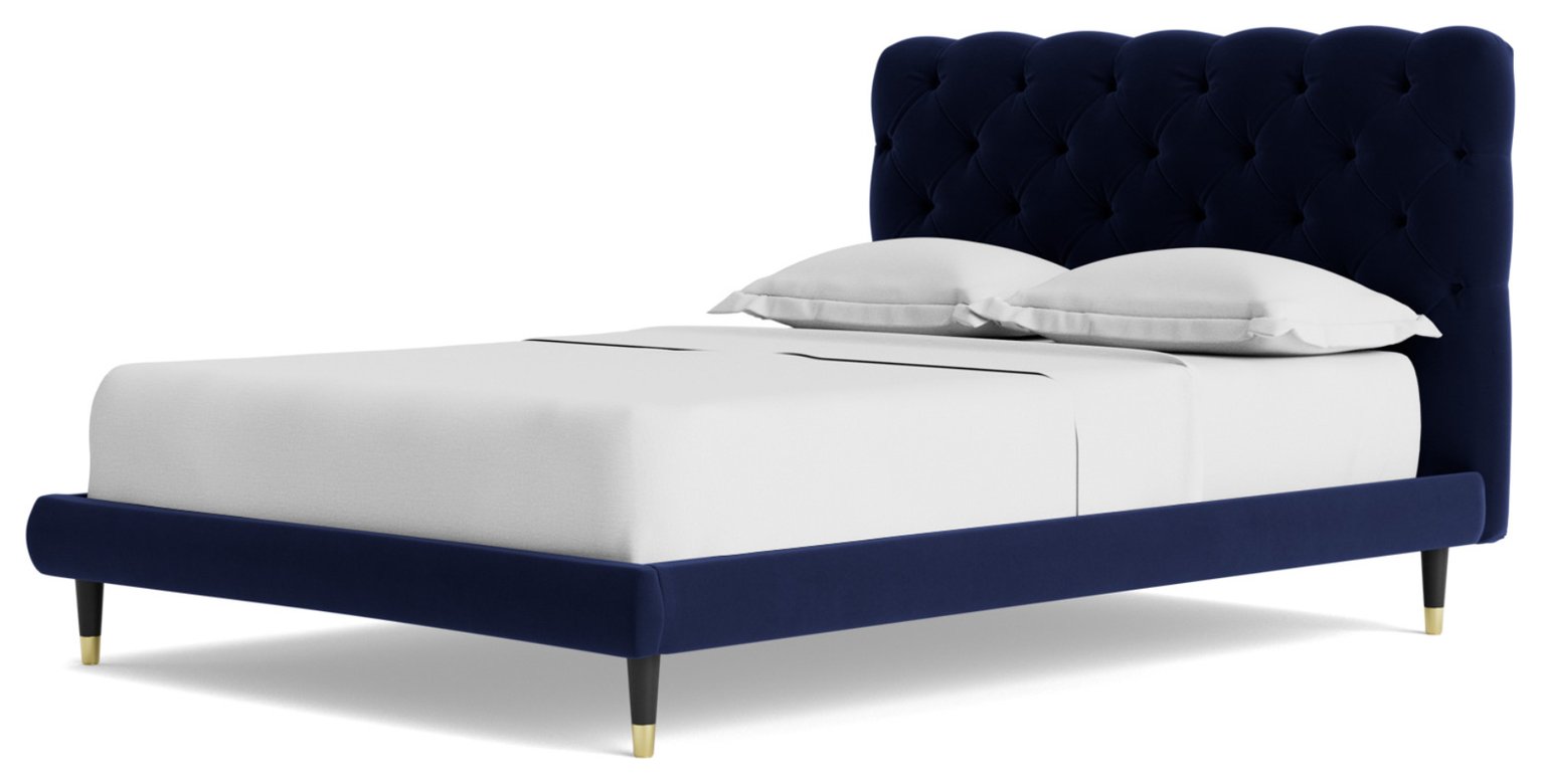 Swoon Burbage Kingsize Velvet Bed Frame - Ink Blue