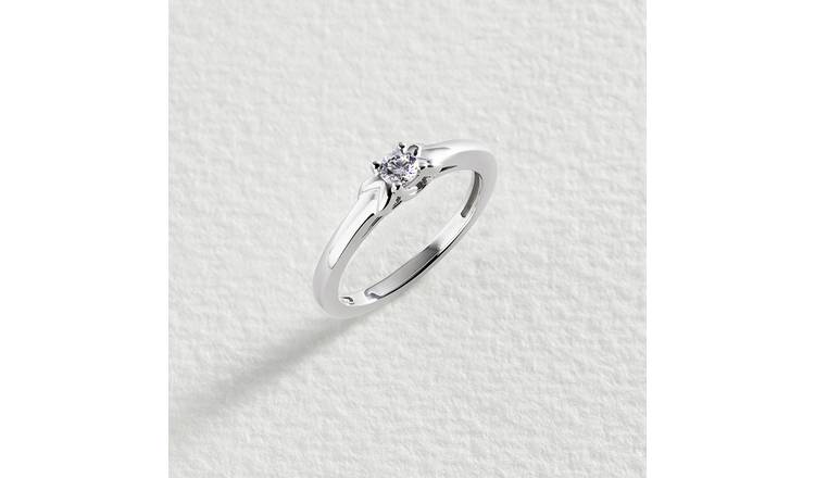 Revere 9ct White Gold 0.20ct Diamond Solitaire Ring - L