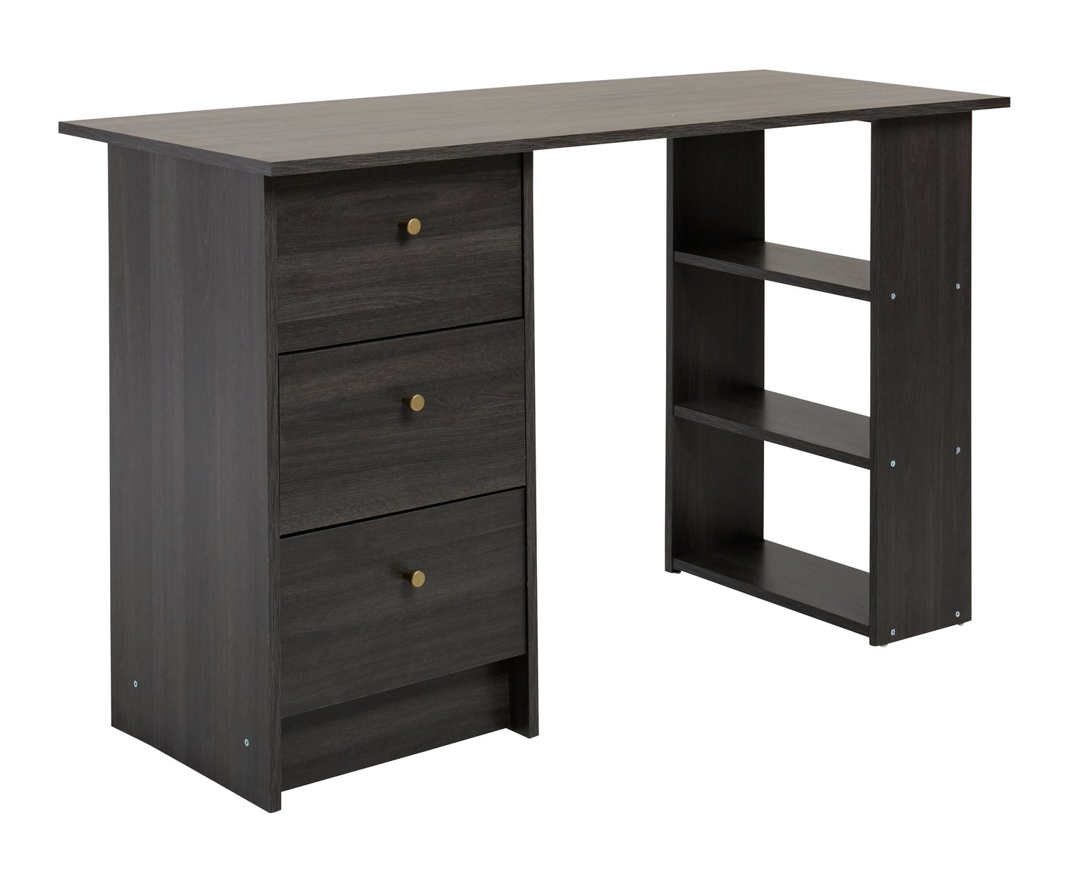 Argos Home Malibu 3 Drawer Office Desk - Black & Brown