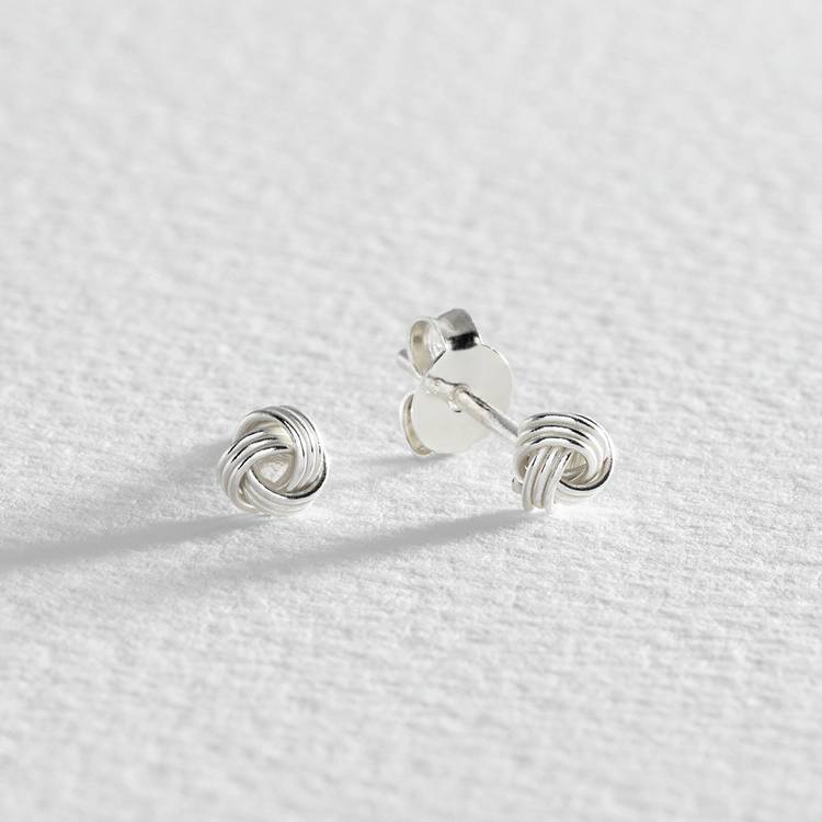 Revere Sterling Silver Triple Knot Stud Earrings 0