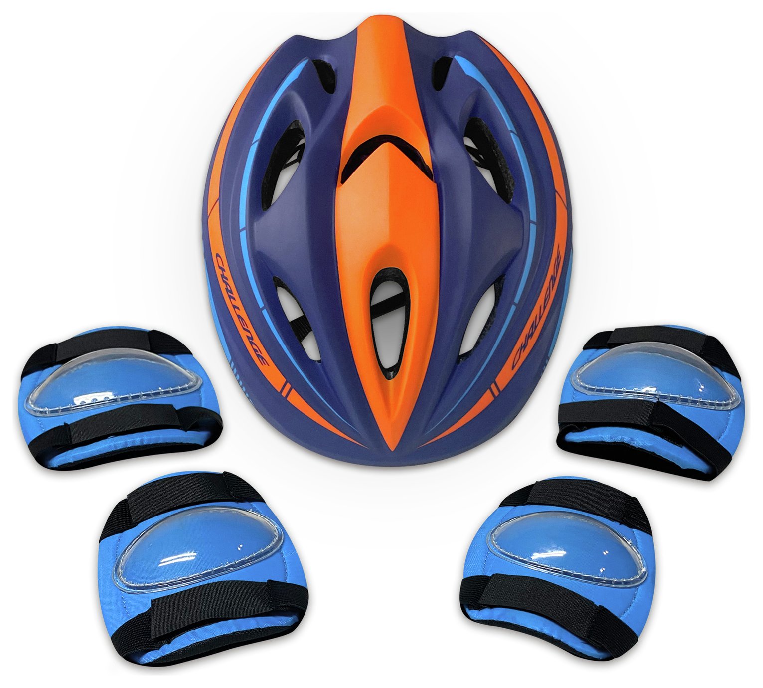 Challenge Kids Bike Helmet & Safety Set,  B/Orange, 48-52cm