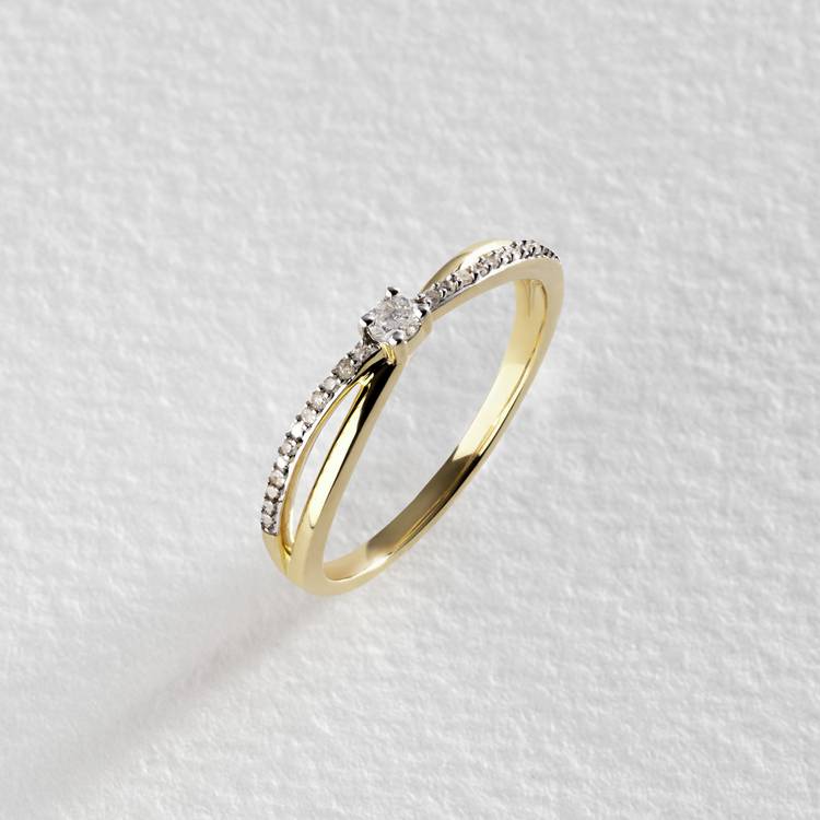 Revere 9ct Yellow Gold 0.10ct Diamond Cross Ring - N 0