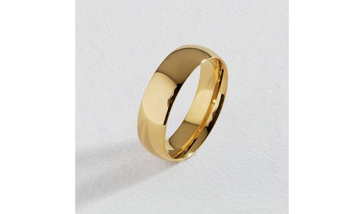 Revere Gold Plated Stainless Steel Wedding Band Ring - O