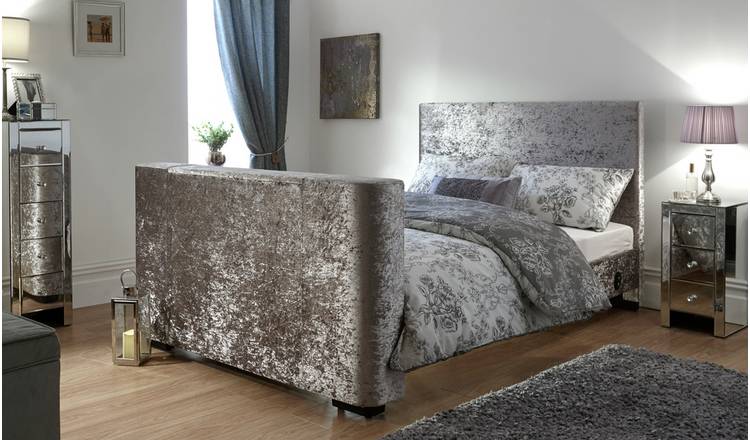 Buy Gfw Newark Crushed Velvet Kingsize Tv Bed Silver Bed Frames Argos