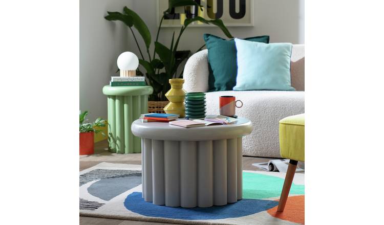 Round blue outlet side table