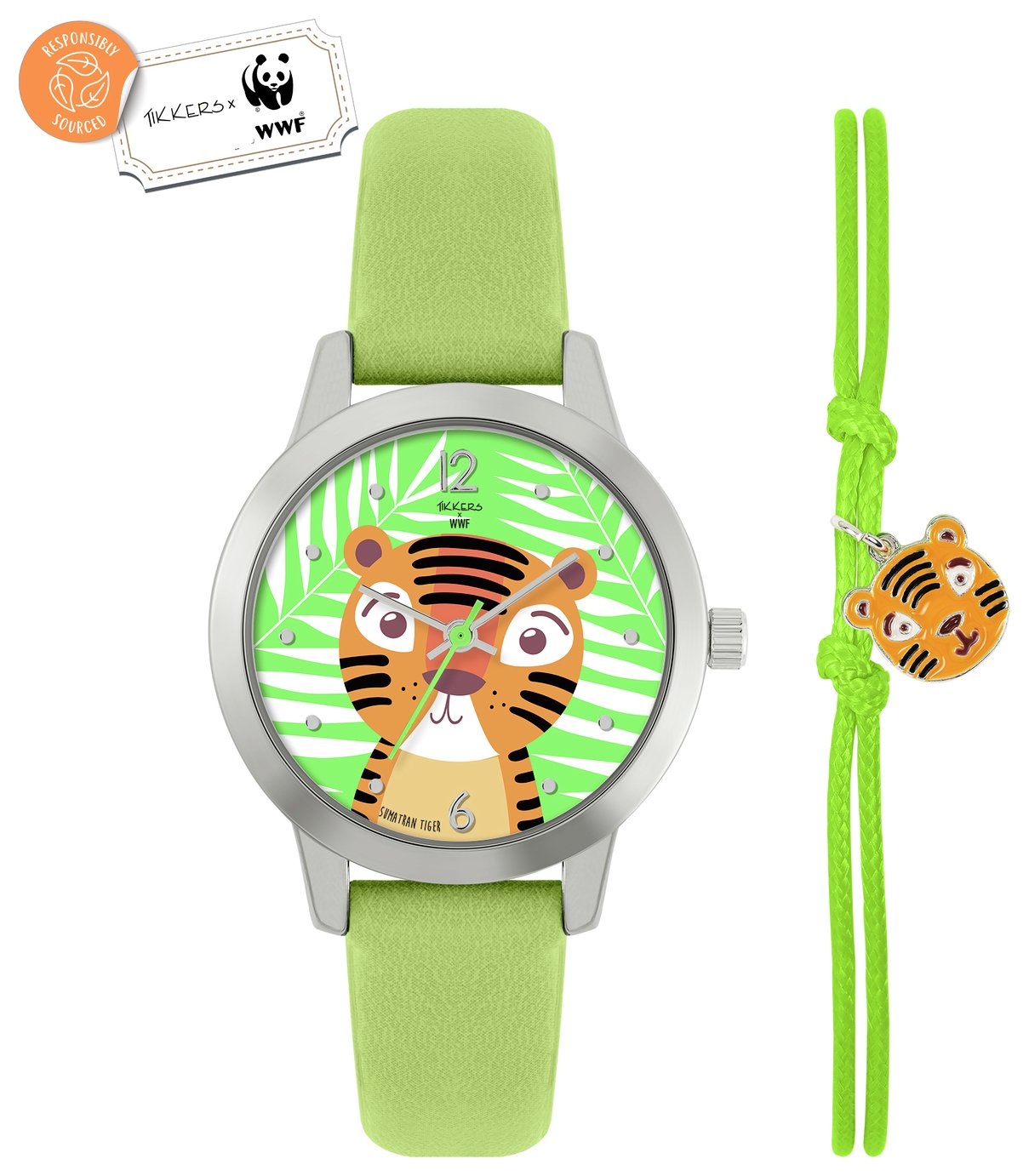 Tikkers x WWF Tiger Dial Watch and Tiger Charm Bracelet 