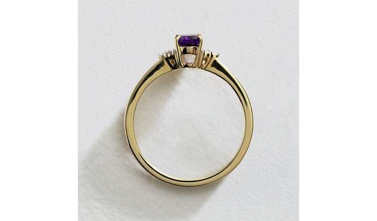 Buy Revere 9ct Yellow Gold Purple Amethyst and Diamond Ring - R | Womens  rings | Argos