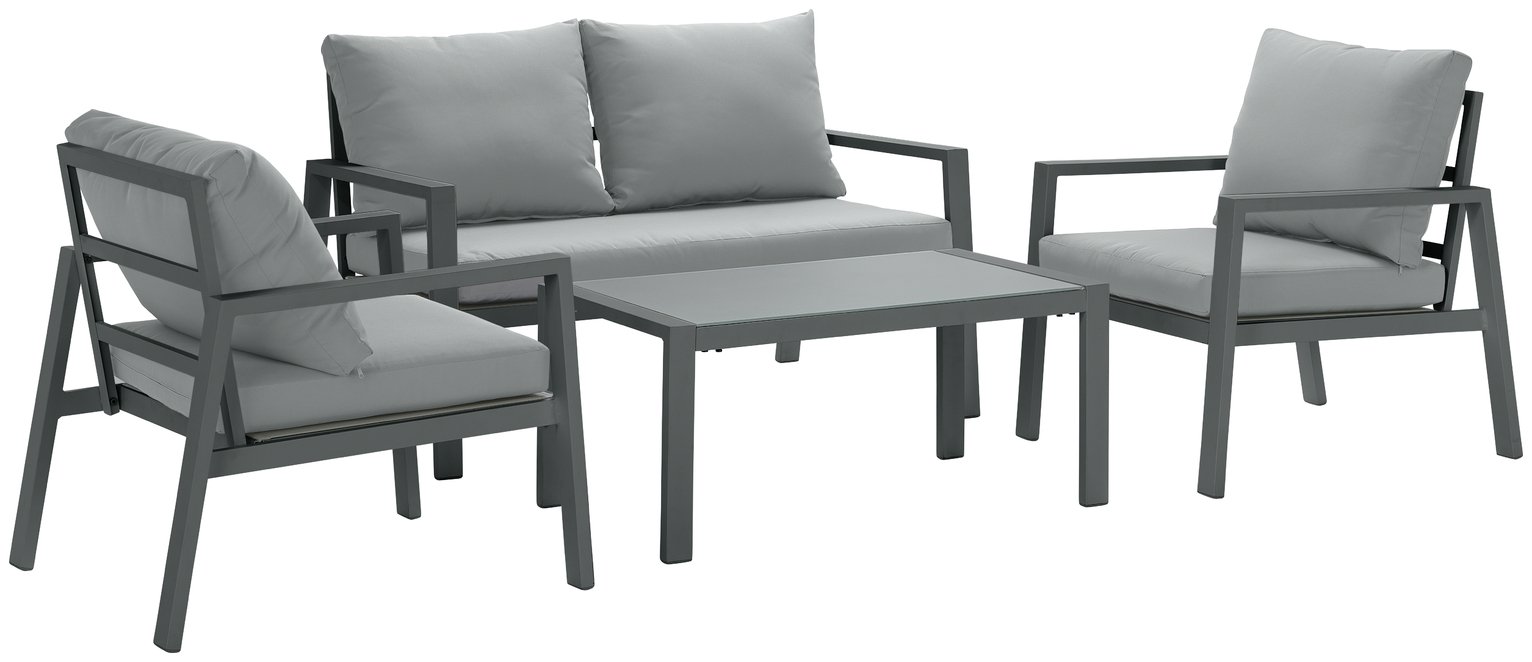 Argos Home Sitges 4 Seater Aluminium Garden Sofa Set - Grey