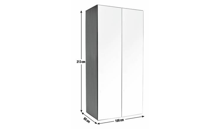 Habitat Atlas 2 Door Mirror Wardrobe - Black & Brown