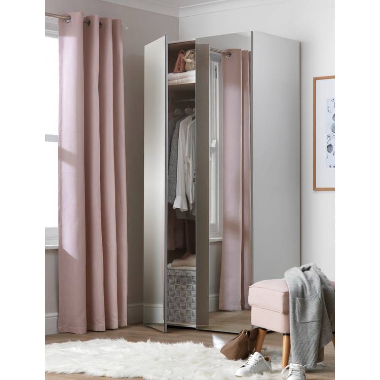 Habitat Atlas 2 Door Mirror Wardrobe - Black & Brown 0