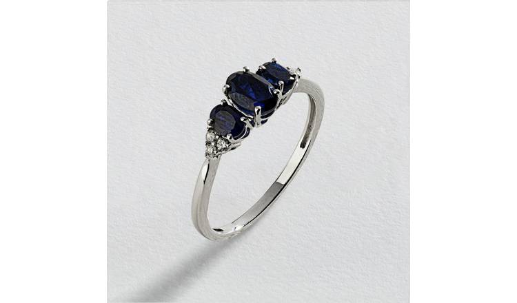 Buy Revere 9ct White Gold 0.25ct Diamond Sapphire Ring N Argos