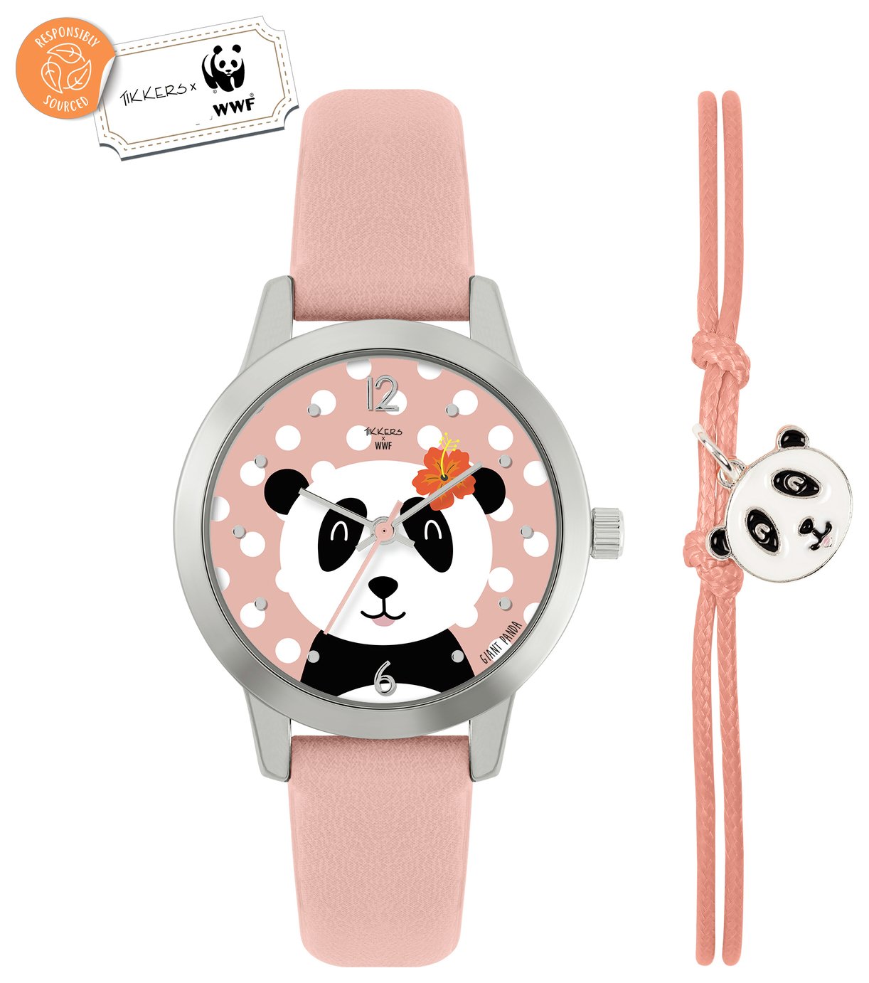 Tikkers x WWF Panda Dial Watch and Panda Charm Bracelet