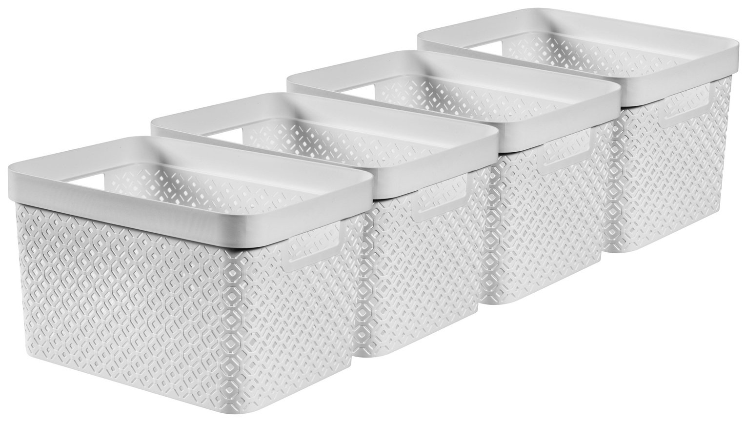 Curver Terrazzo 4 x 17L Storage Basket - Grey