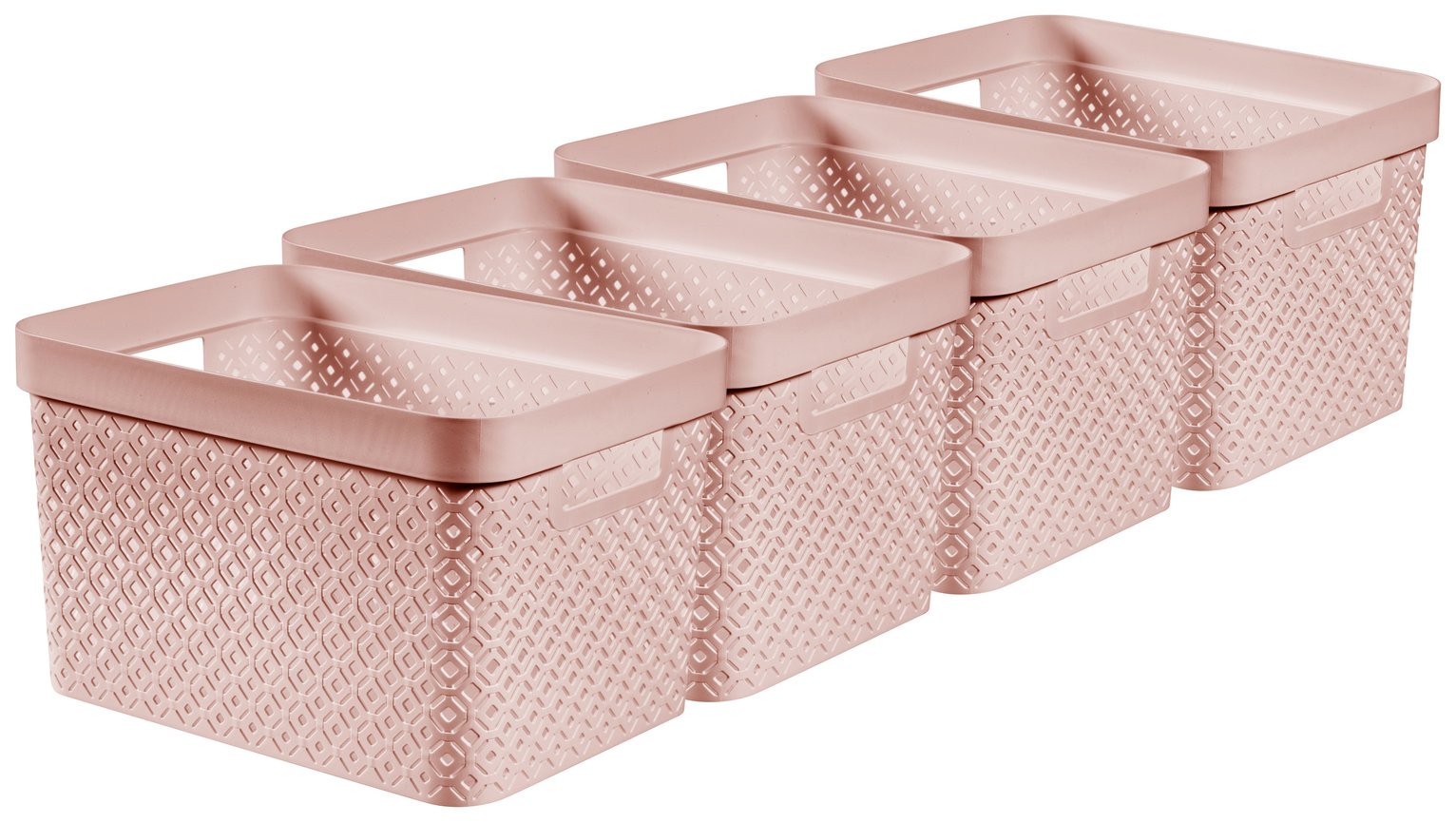 Curver Terrazzo 4 x 17L Storage Basket - Pink
