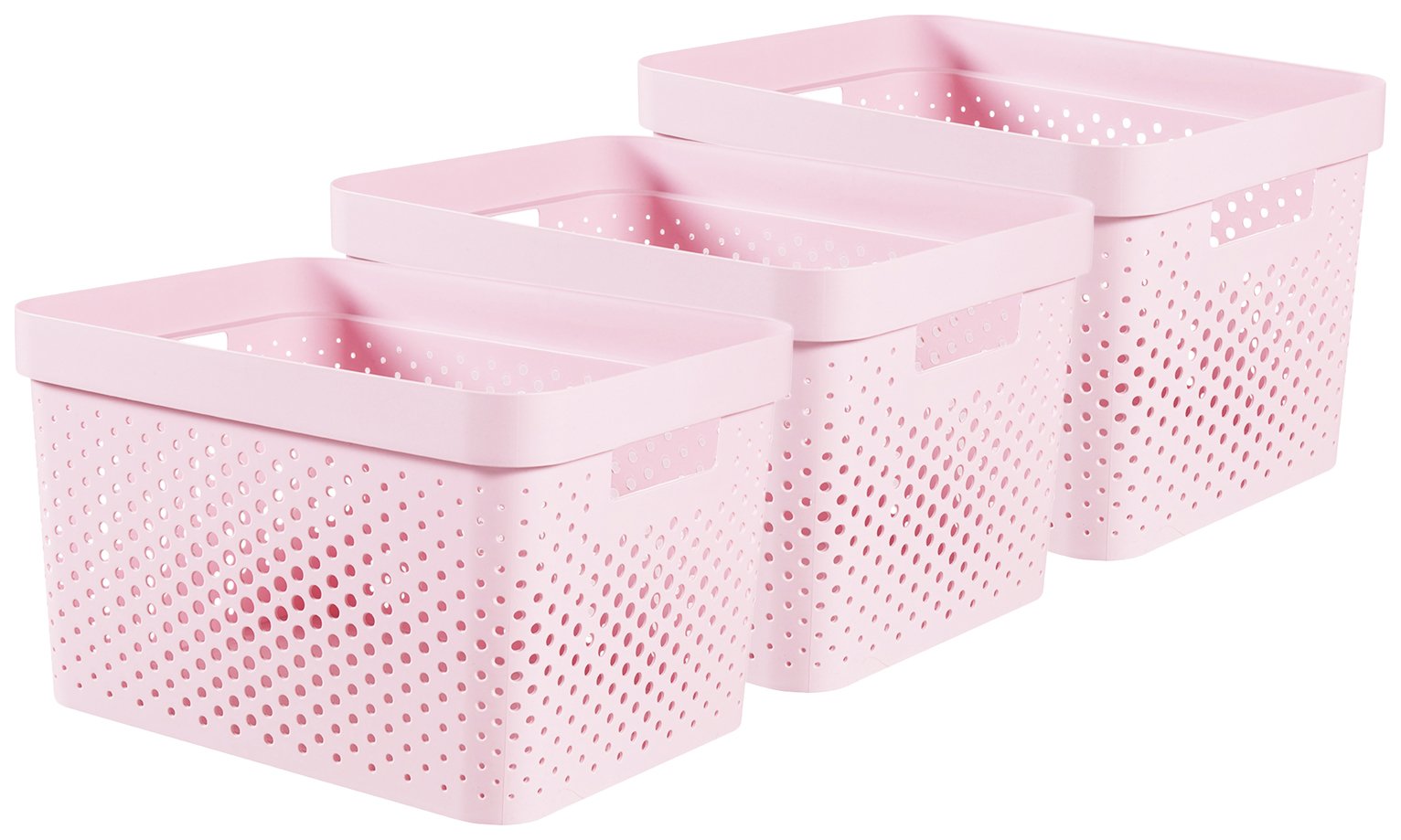 Curver Infinity Dots 3 x 17L Recycled Storage Basket - Pink