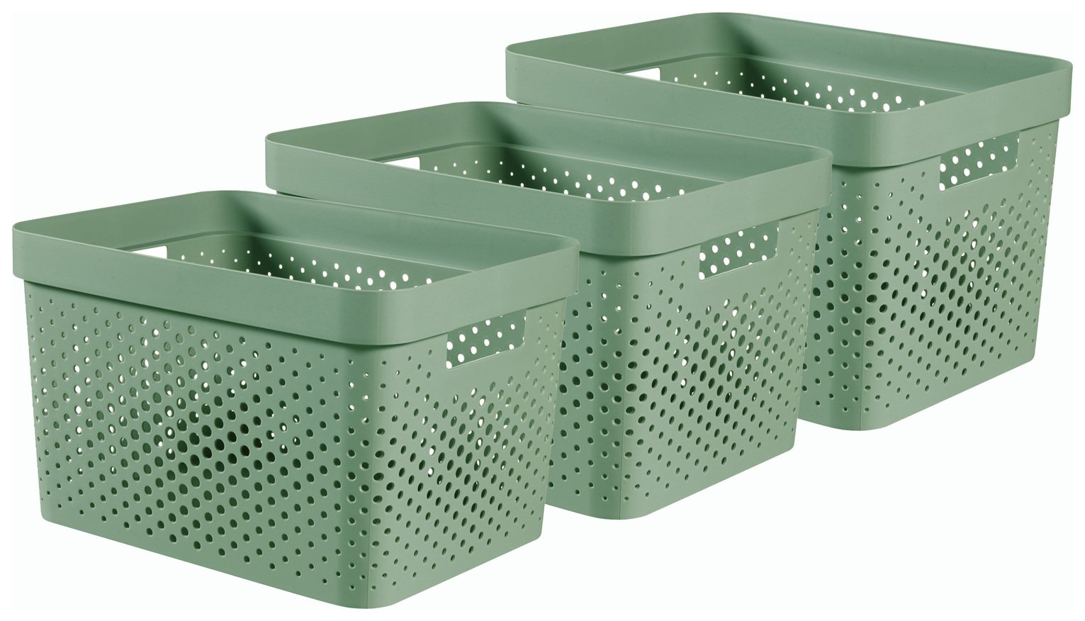 Curver Infinity Dots 3 x 17L Recycled Storage Basket - Green