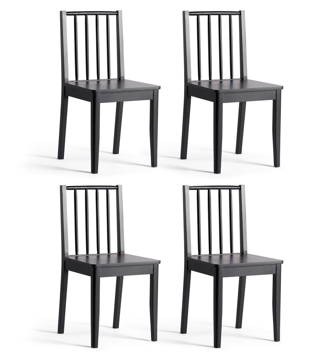 Habitat 4 Nel Solid Wood Spindle Chairs - Black