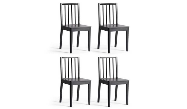 Buy Habitat 4 Nel Solid Wood Spindle Chairs - Black | Dining chairs and ...