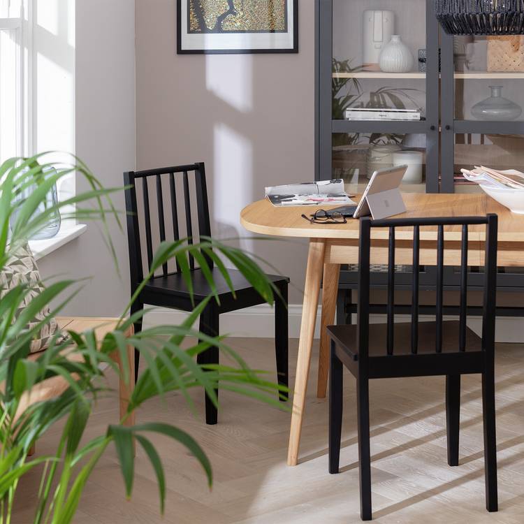 Habitat 4 Nel Solid Wood Spindle Chairs - Black 0