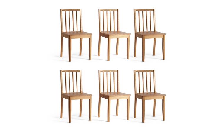 Habitat 6 Nel Solid Wood Spindle Chairs - Oak