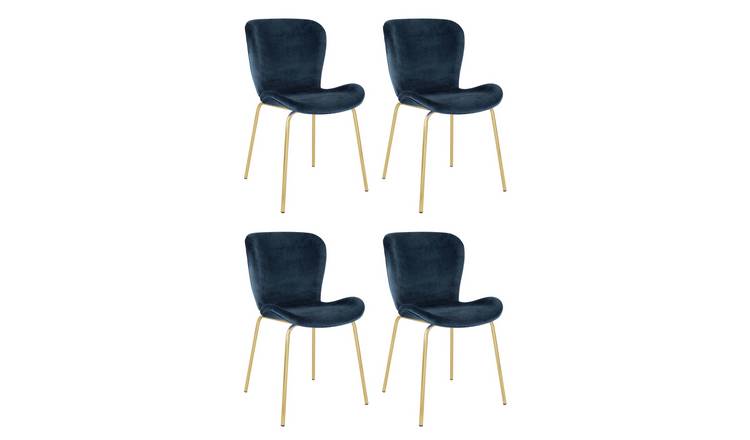 Habitat Etta Velvet Dining Chairs - Blue