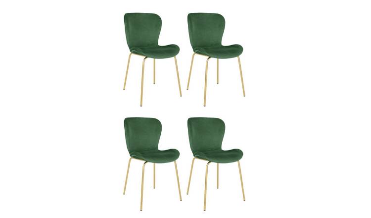 Buy Habitat 4 Etta Velvet Dining Chairs Green Dining chairs Argos