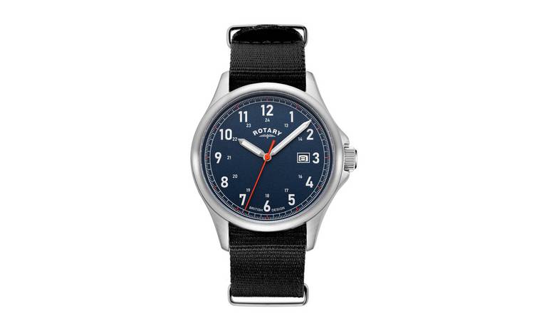 Rotary blue face watch hot sale