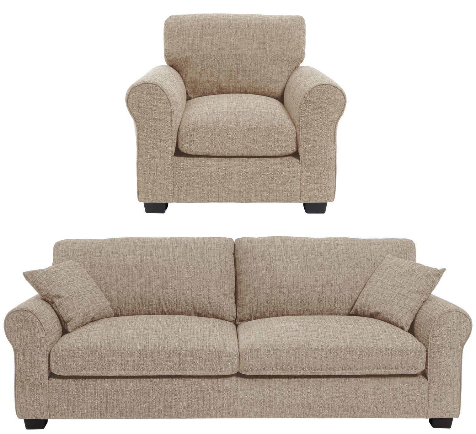 Habitat Lisbon Fabric Chair & 4 Seater Sofa - Stone