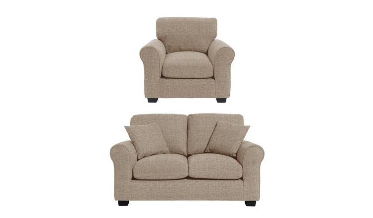 Argos Home Lisbon Fabric Chair & 2 Seater Sofa - Stone