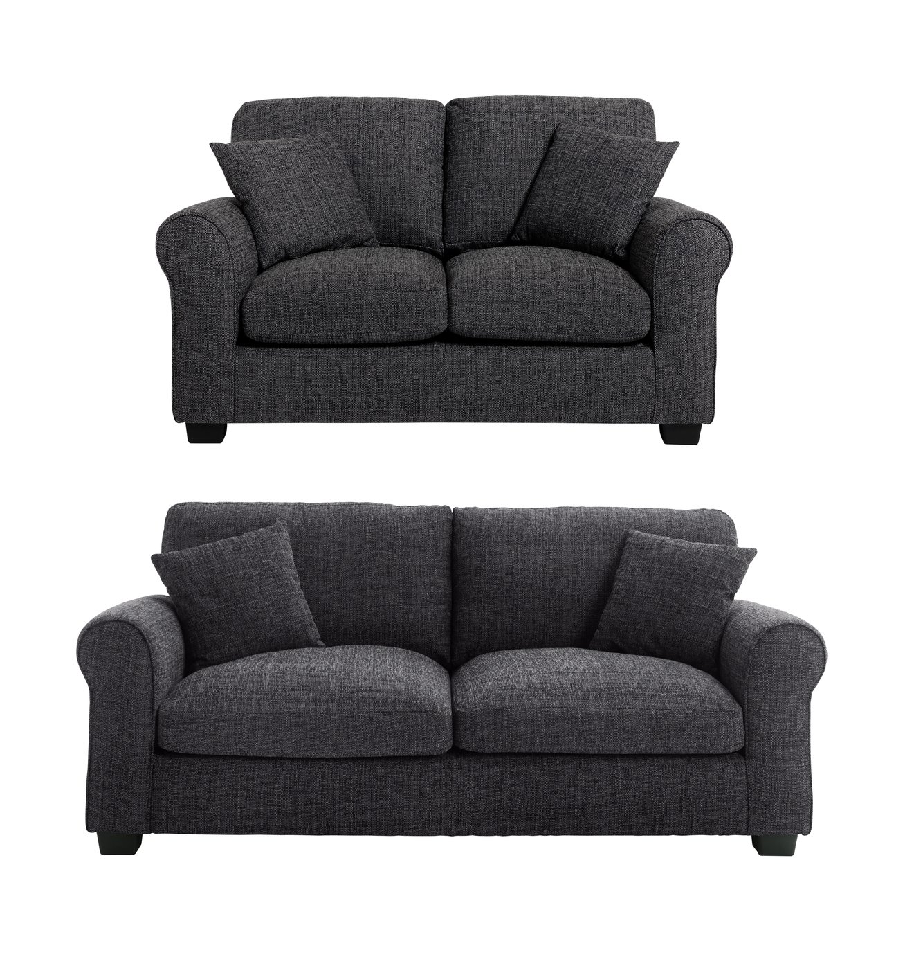 Habitat Lisbon Fabric 2 Seater & 3 Seater Sofa - Charcoal