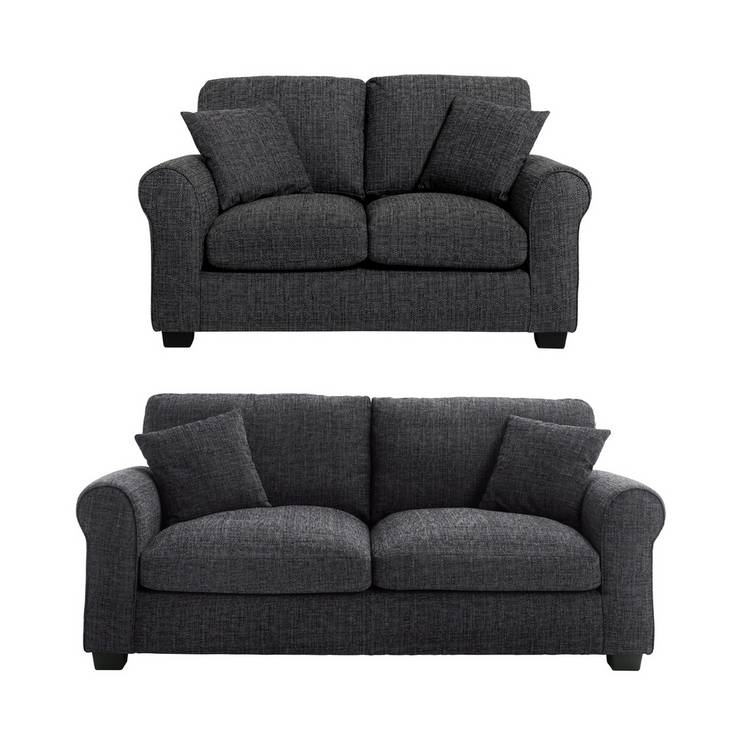 Argos Home Lisbon Fabric 2 Seater & 3 Seater Sofa - Charcoal 0