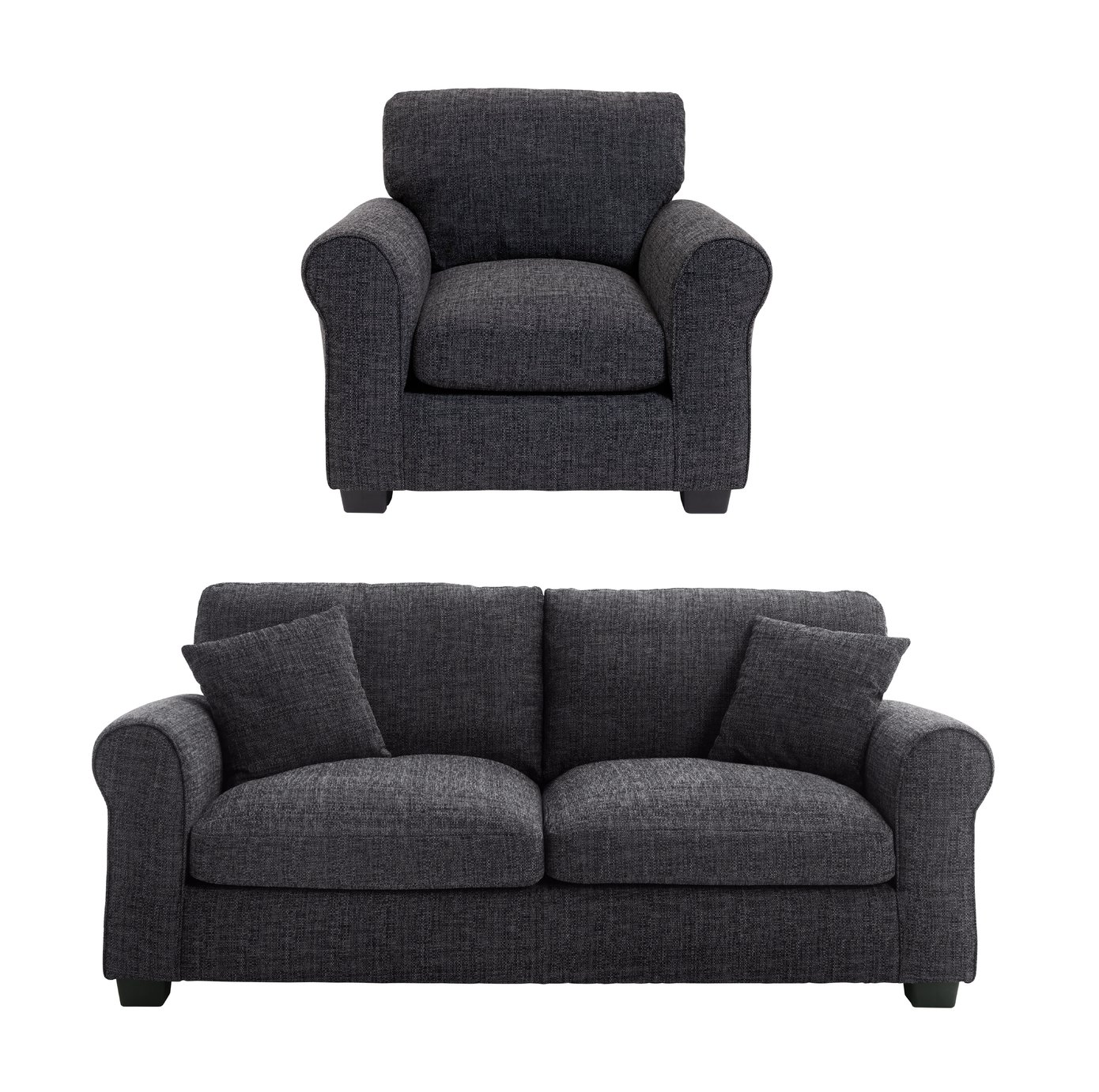 Habitat Lisbon Fabric Chair & 3 Seater Sofa - Charcoal